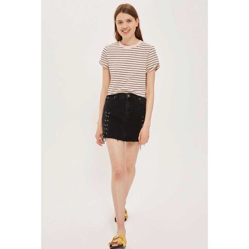 TOPSHOP pale pink striped crop top